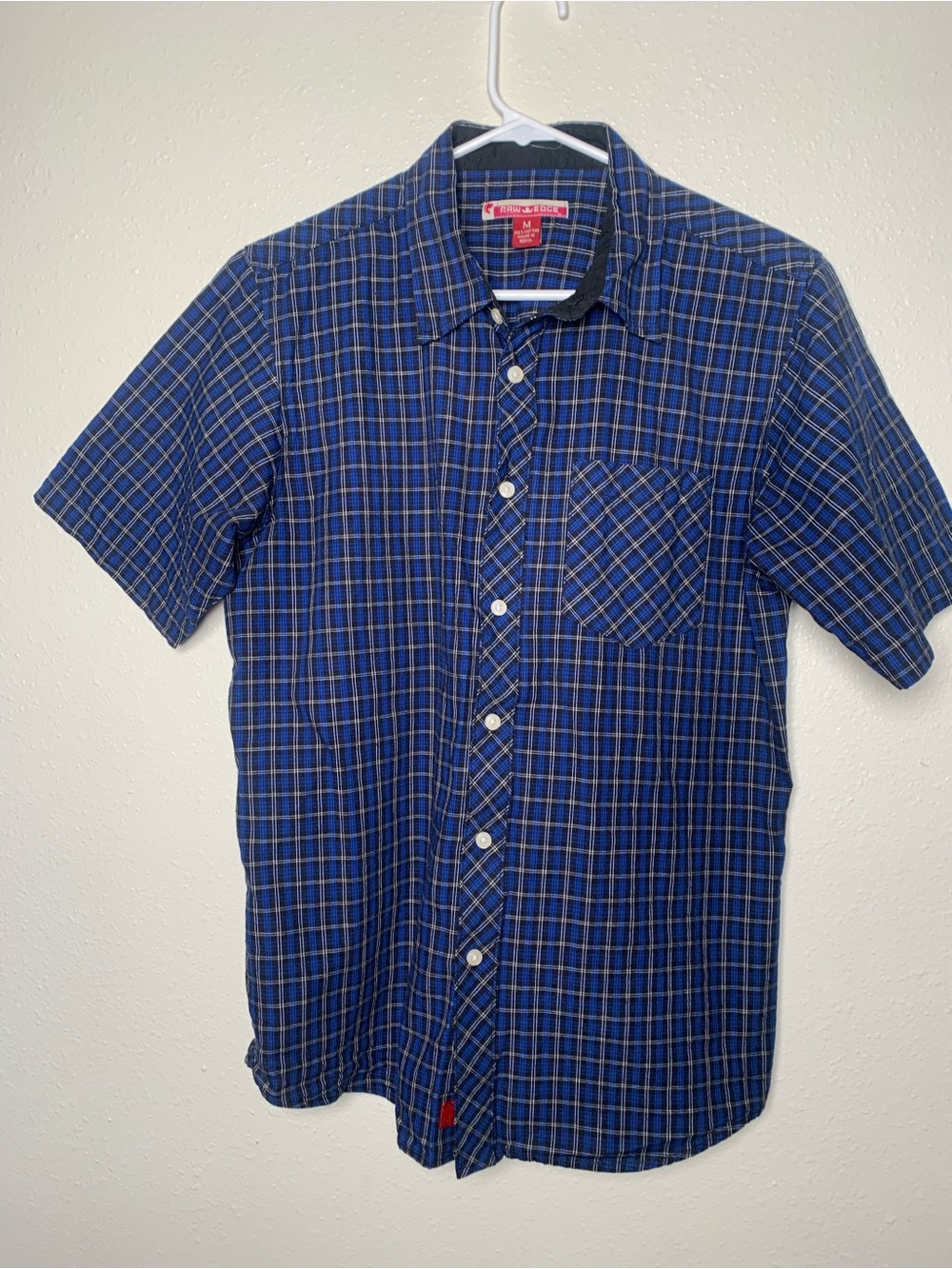 Men's Plaid Short-Sleeve Button-Down Shirt - Blue